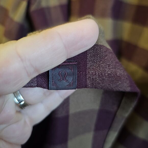 Lululemon Masons Peak Flannel Shirt Mens XL Tan/Maroon Plaid Long Sleeve - Picture 5 of 5